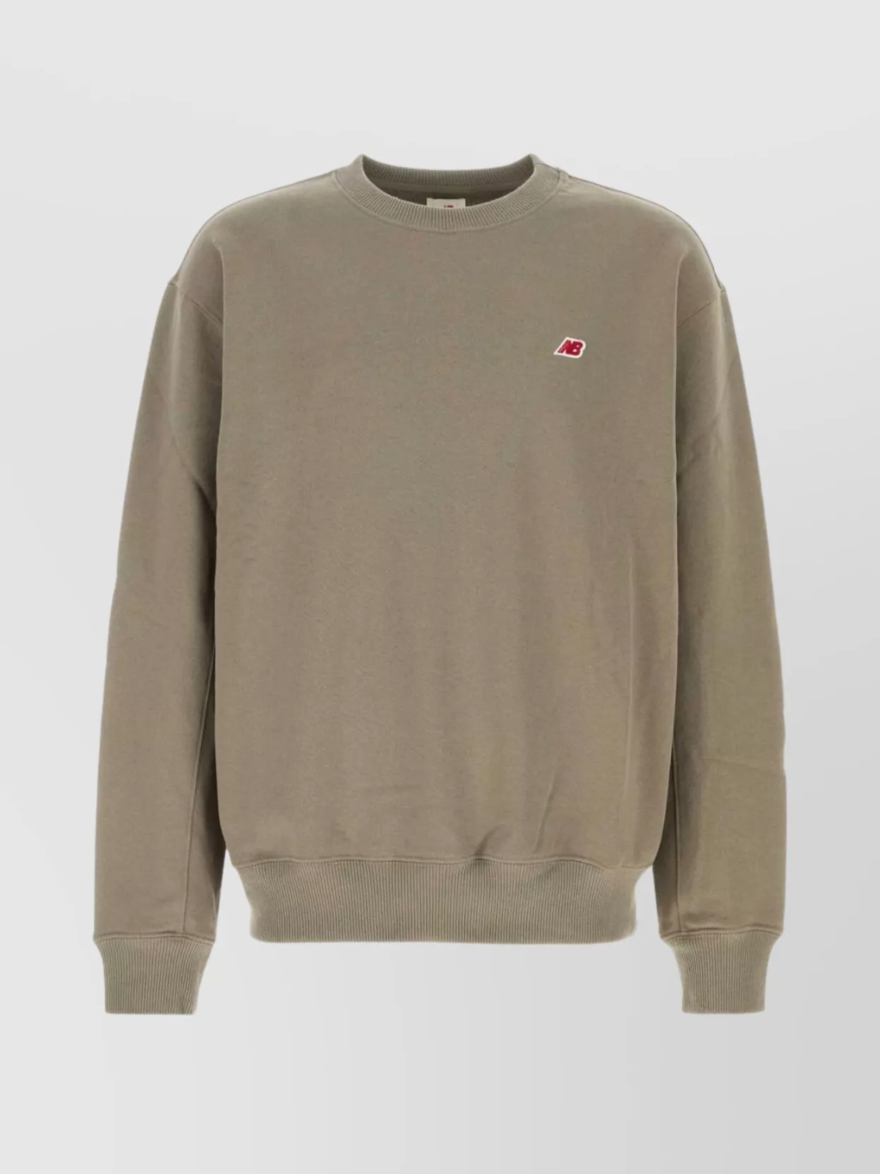 New Balance Cotton Sweatshirt With Ribbed Cuffs And Hem In Brown