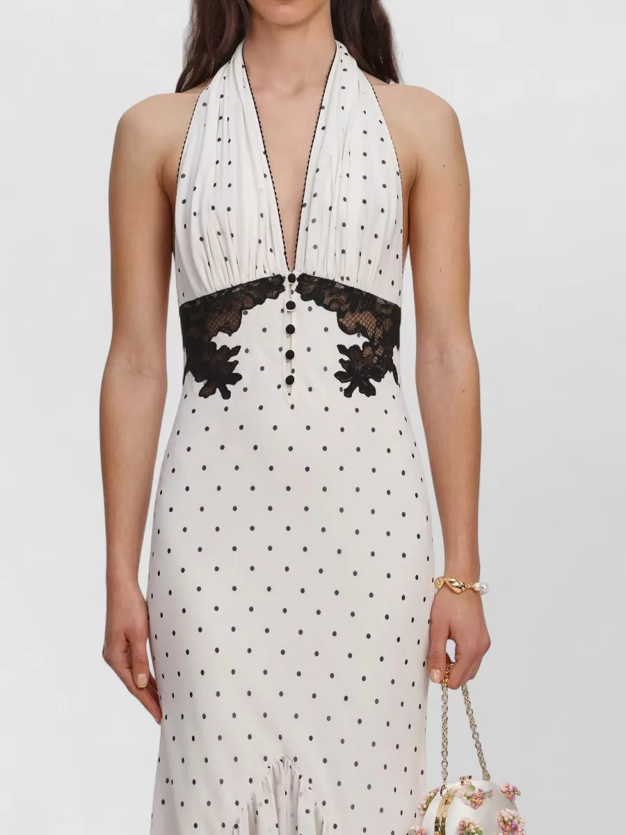 Self-Portrait Polka-Dot Halterneck Maxi Dress