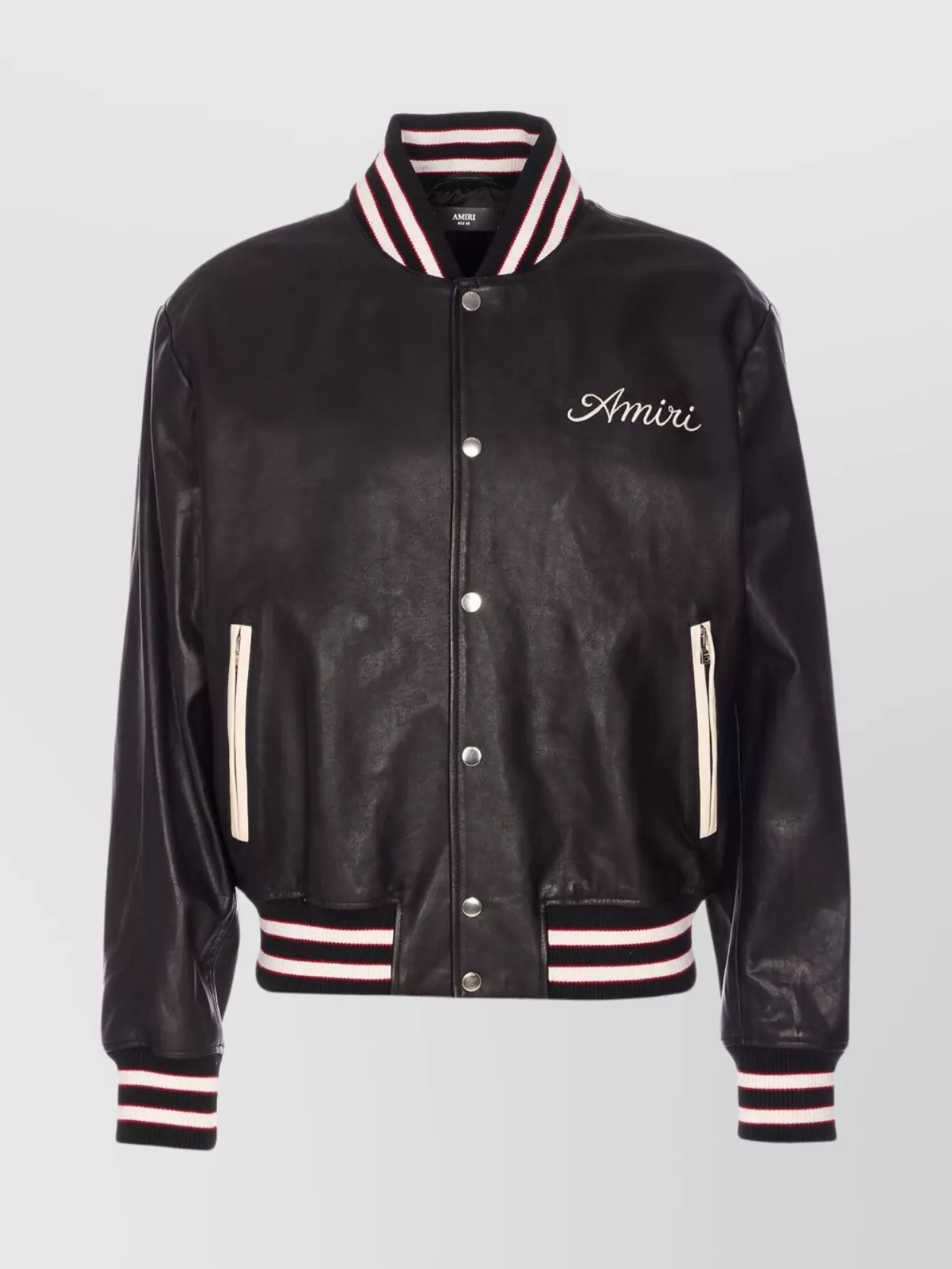 Amiri Leather Jacket With Elasticized Collar And Cuffs In Black