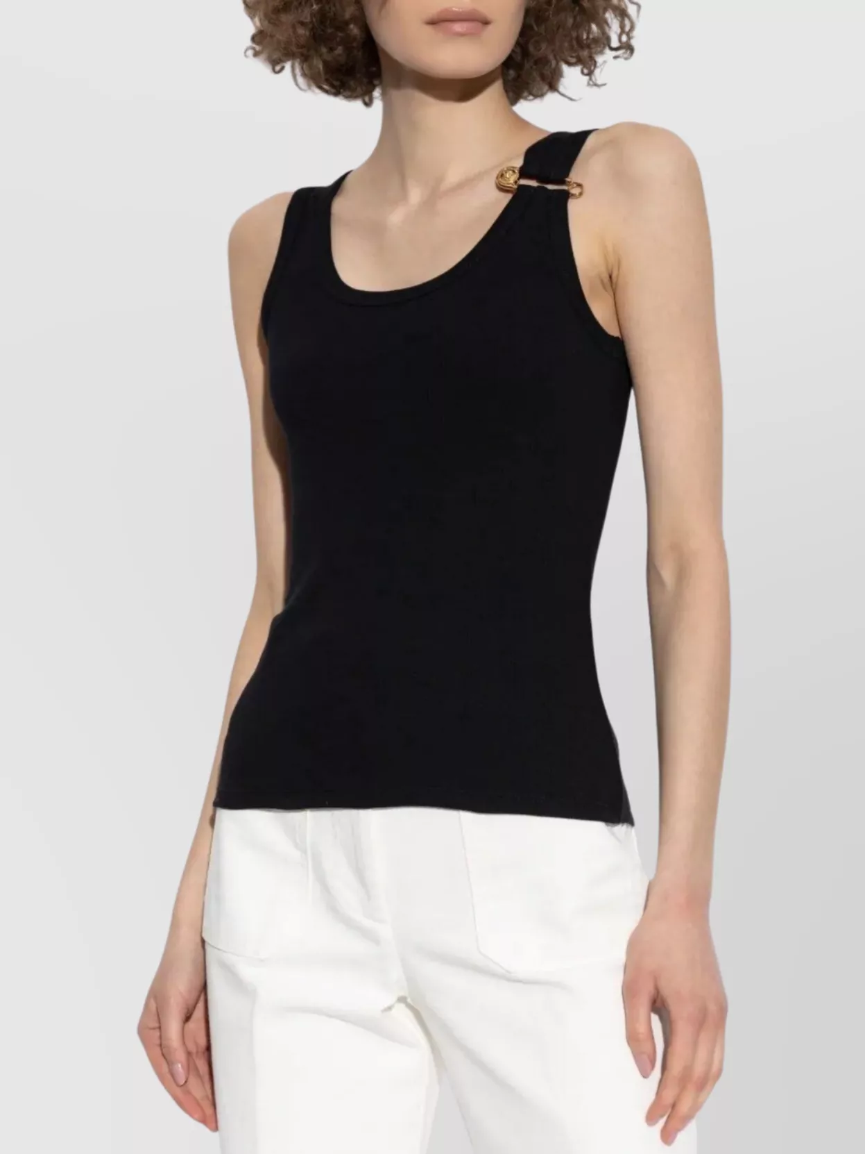 Versace Fitted Sleeveless Ribbed Tank Top