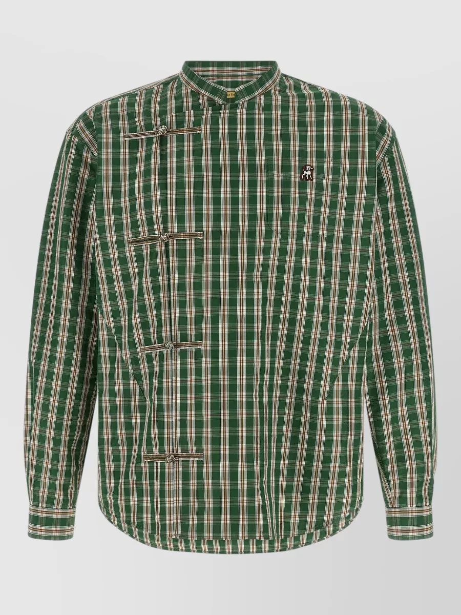 Undercover checked mandarin collar asymmetric shirt