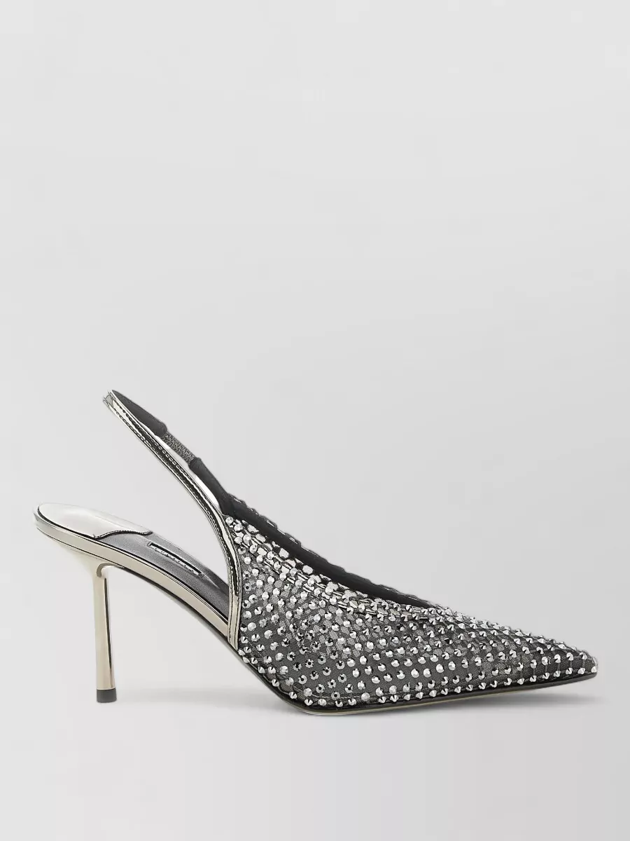 Le Silla Crystal-Embellished Mesh Slingback Pumps
