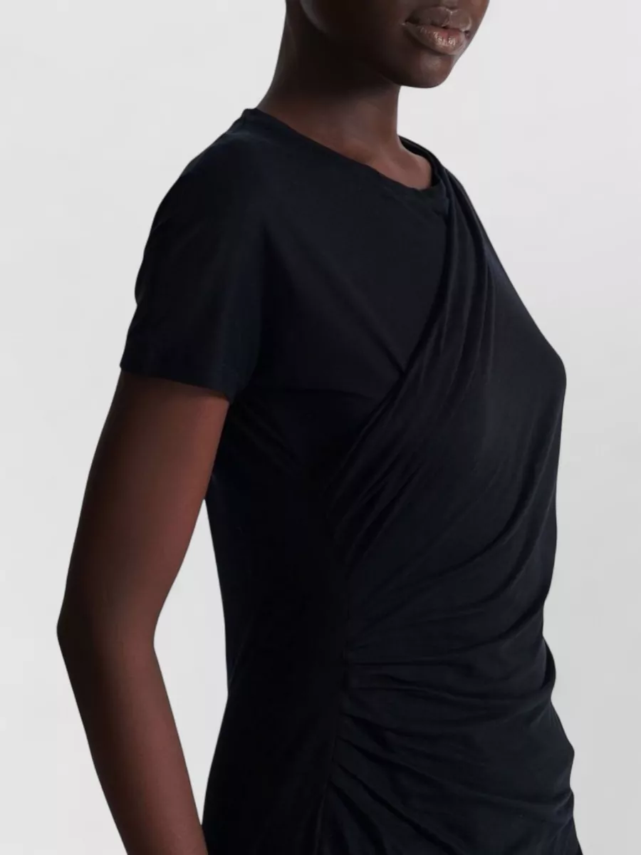 Balmain Cotton Top Draped Detail Ruched Sides