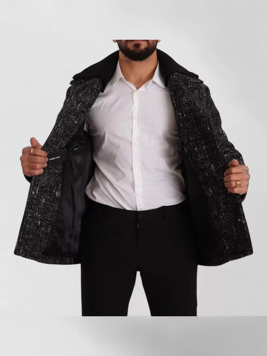 Dolce&Gabbana Wool Alpaca Speckled Double-Breasted Peacoat