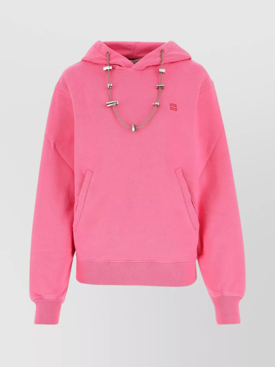 Shop Ambush Stopper Cotton Sweatshirt With Unique Hood And Front Pockets In Pink