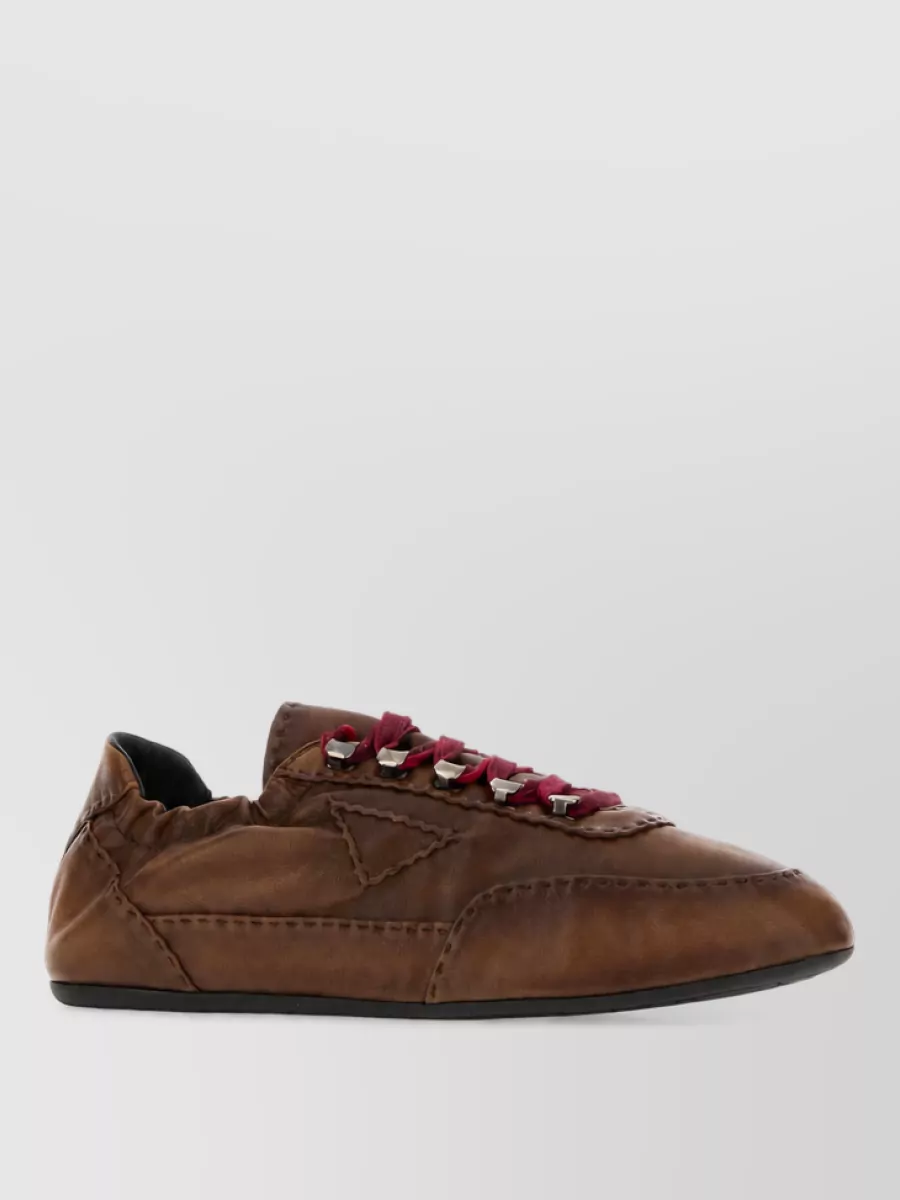 Prada leather lace-up sneakers