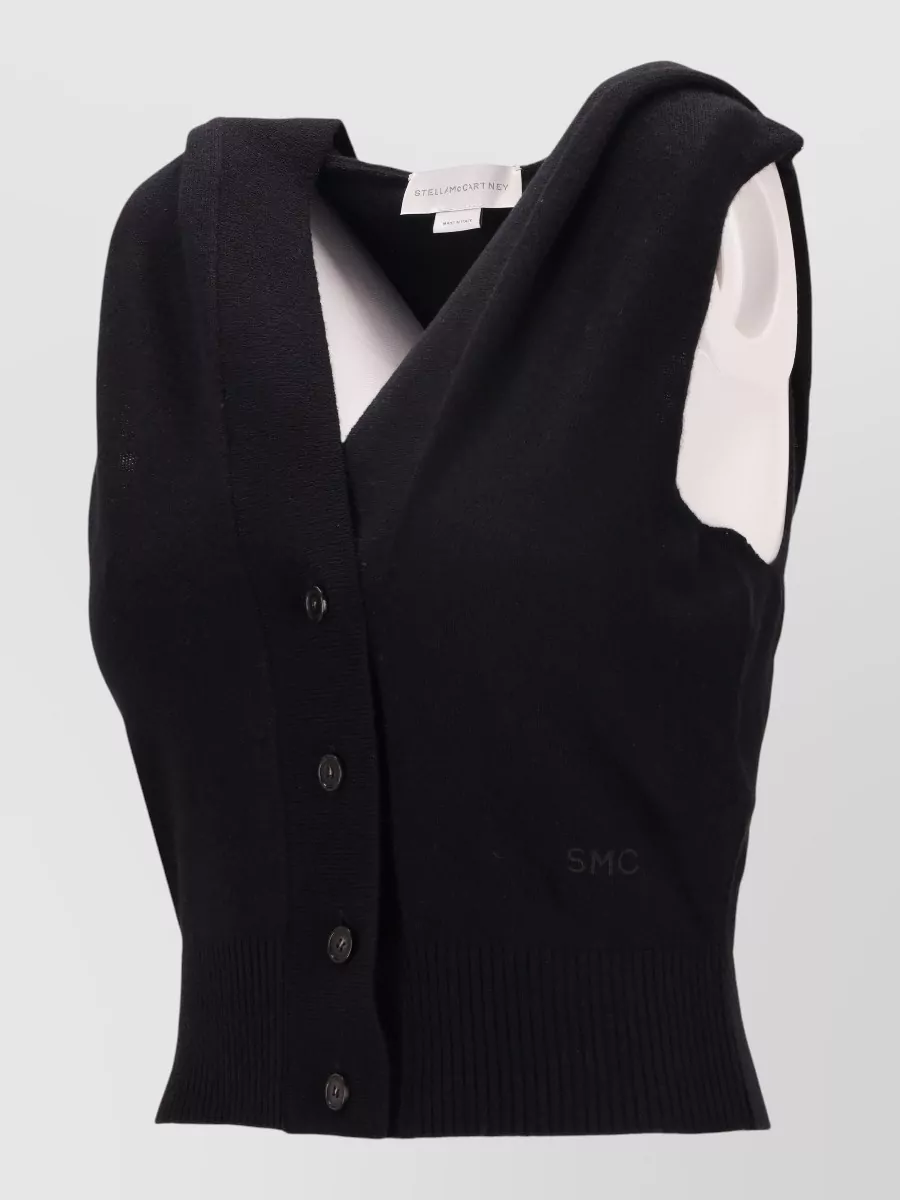 Stella Mccartney Knit Hooded Sleeveless Top Ribbed Hem