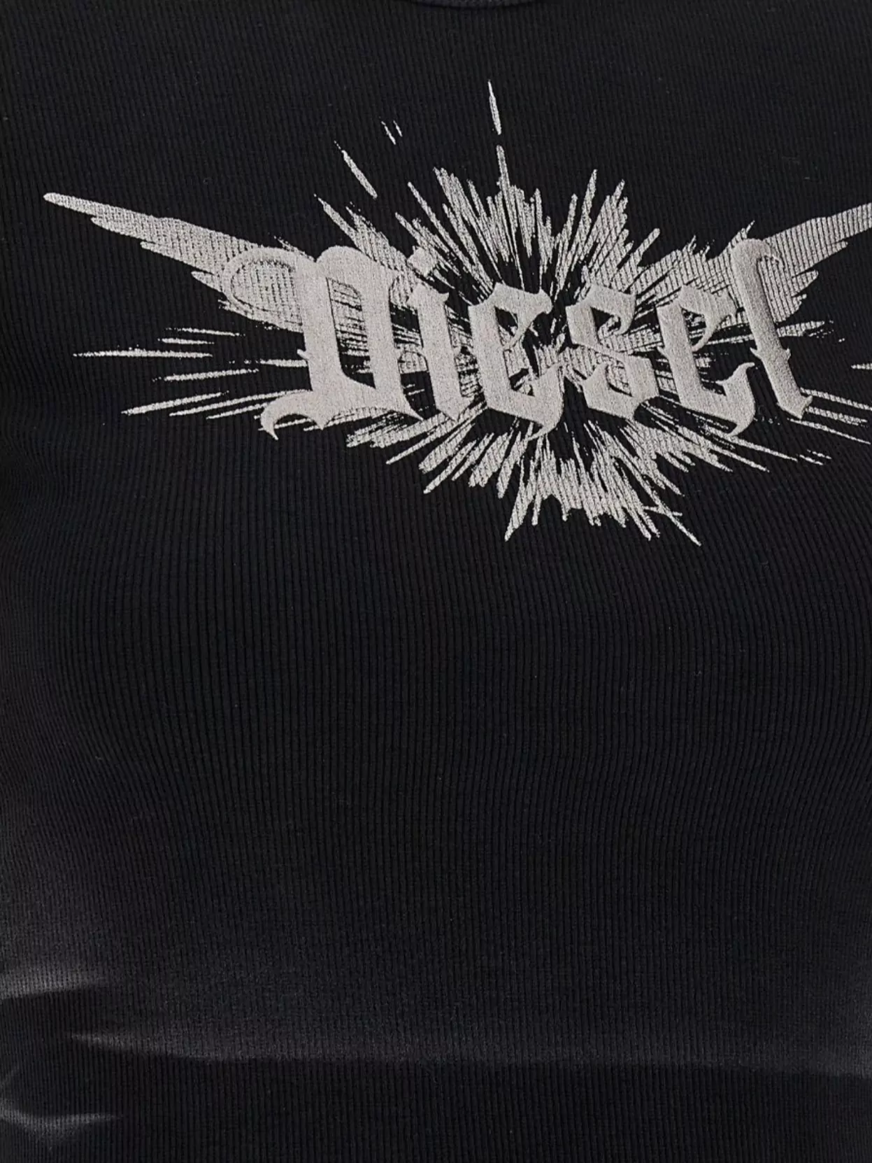 Diesel Ribbed Crew Neck Graphic Print T-Shirt
