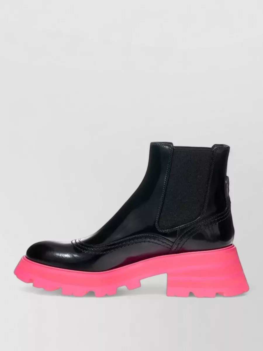 Alexander Mcqueen Leather Platform Chelsea Boots