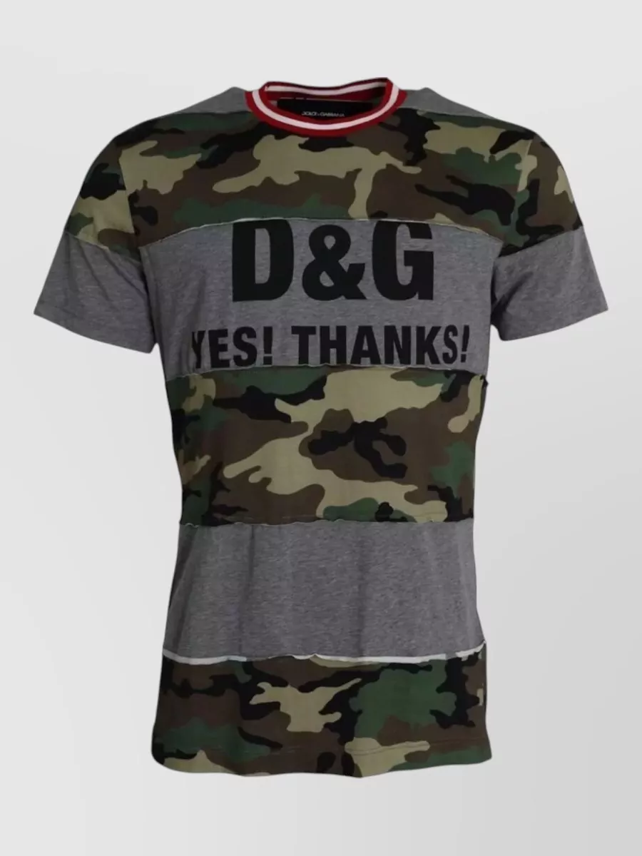Dolce&Gabbana Camouflage logo print cotton crew neck t-shirt