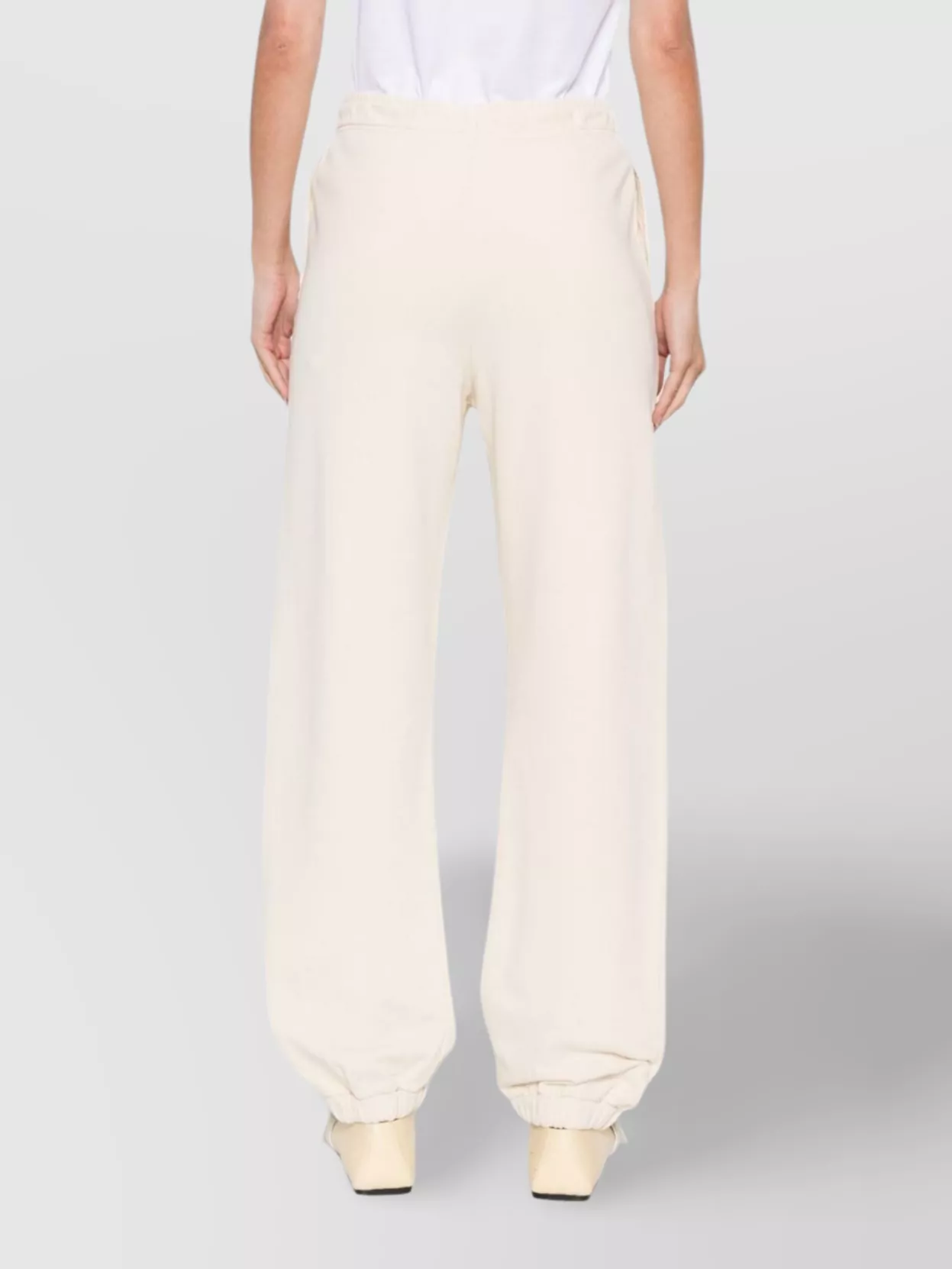 Pinko Straight Trousers With Elastic Waistband And Cuffs In Neutral
