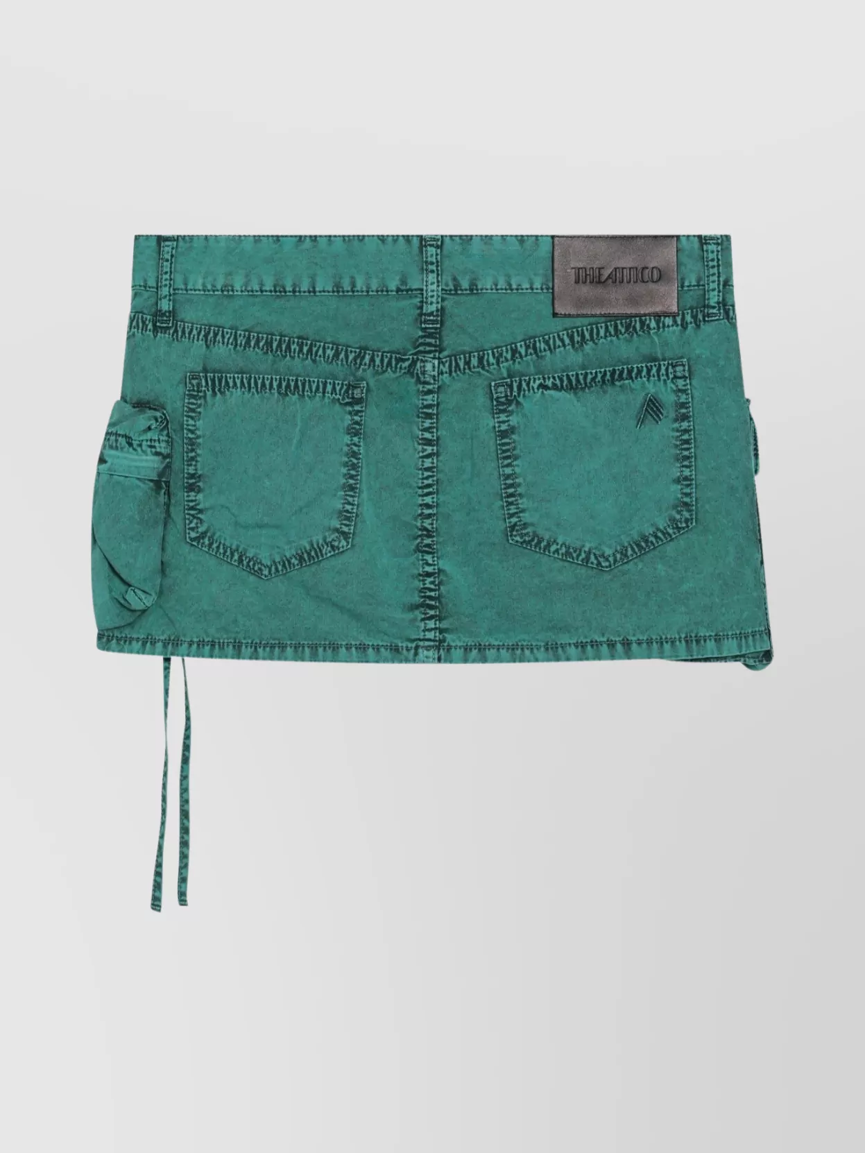 Attico Cargo Miniskirt With Pockets And Stitching In Green