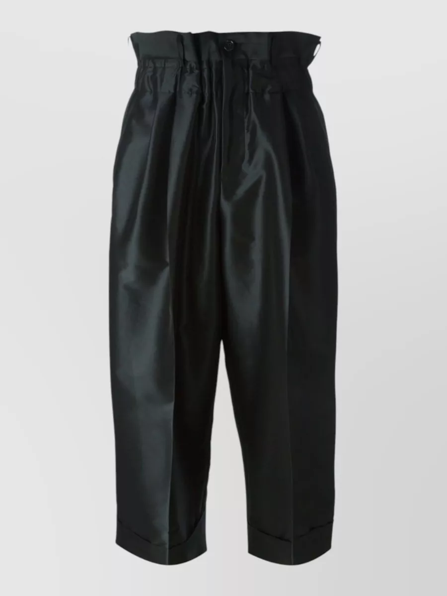 Comme Des Garçons Silk Cropped Pleated Trousers