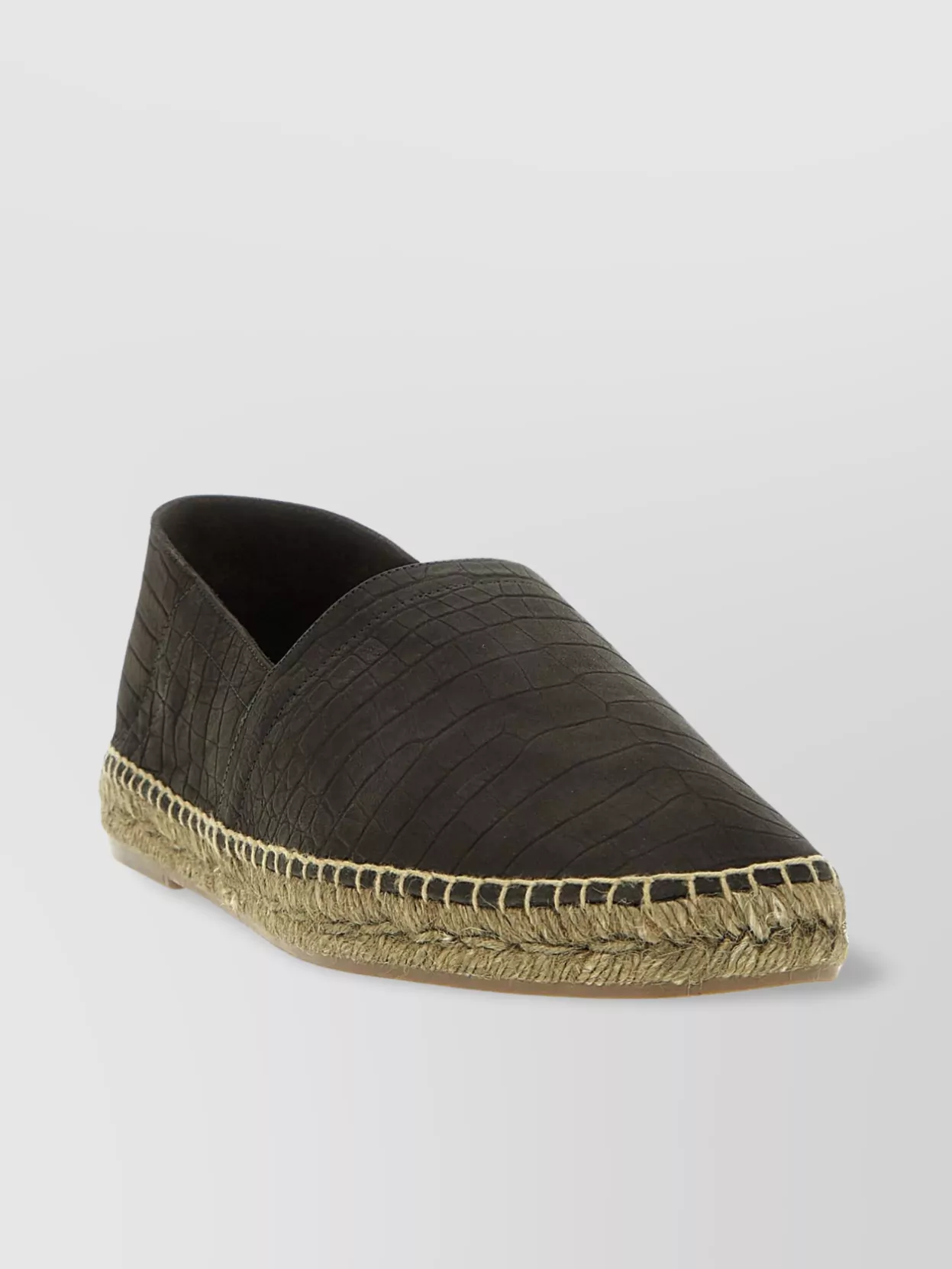 Tom Ford Round Toe Croc Print Espadrilles In Gray