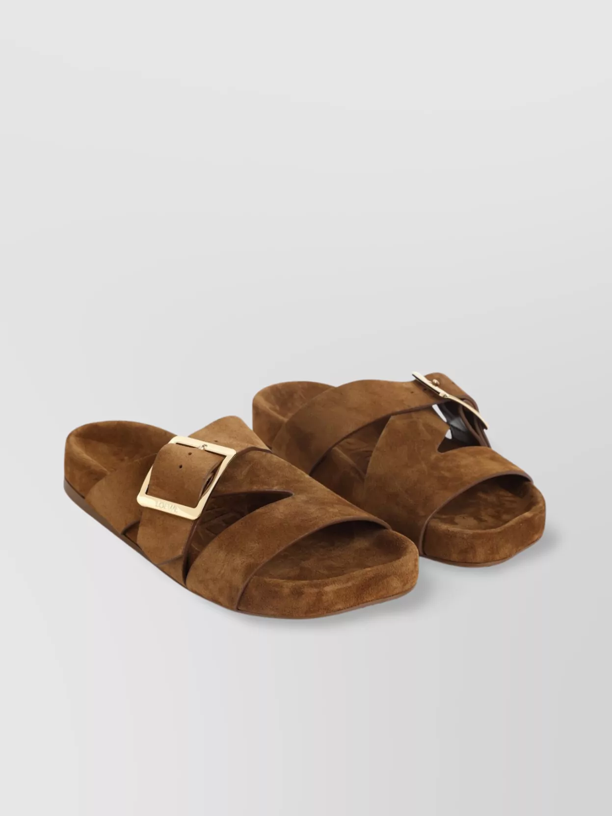 Loewe Ease Buckle Slides In Calfskin Suede