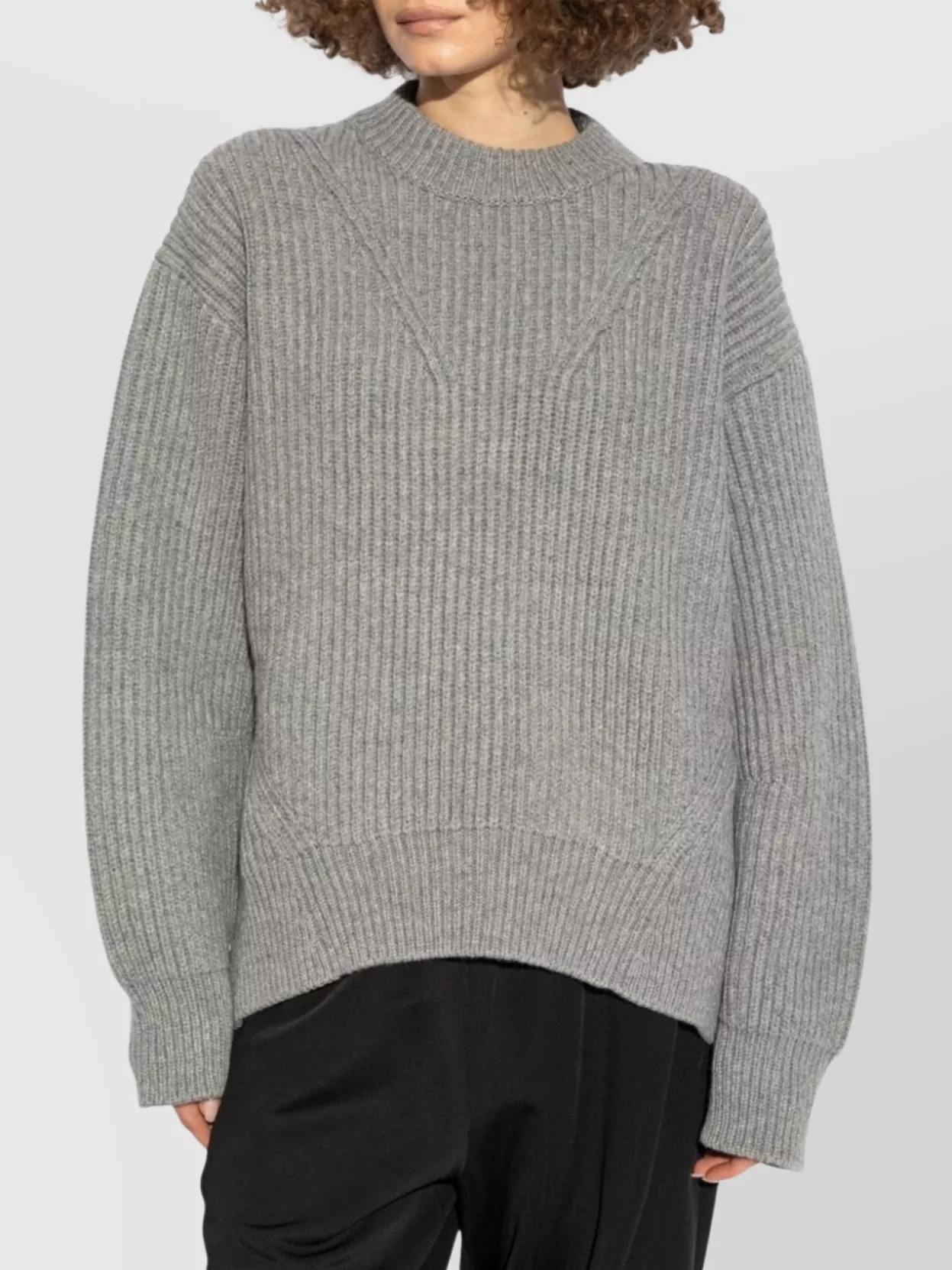 Jil Sander Ribbed Mock Neck Knitwear With Relaxed Fit In Grey