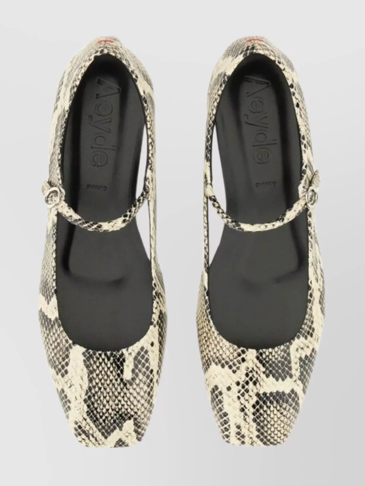 Aeyde Uma Square Toe Snake Print Ballerina
