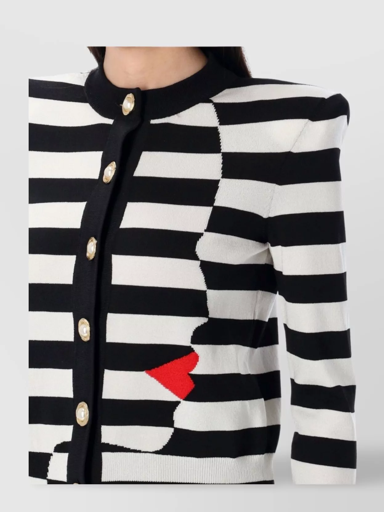 BALMAIN GEOMETRIC FACE MOTIF KNIT CARDIGAN