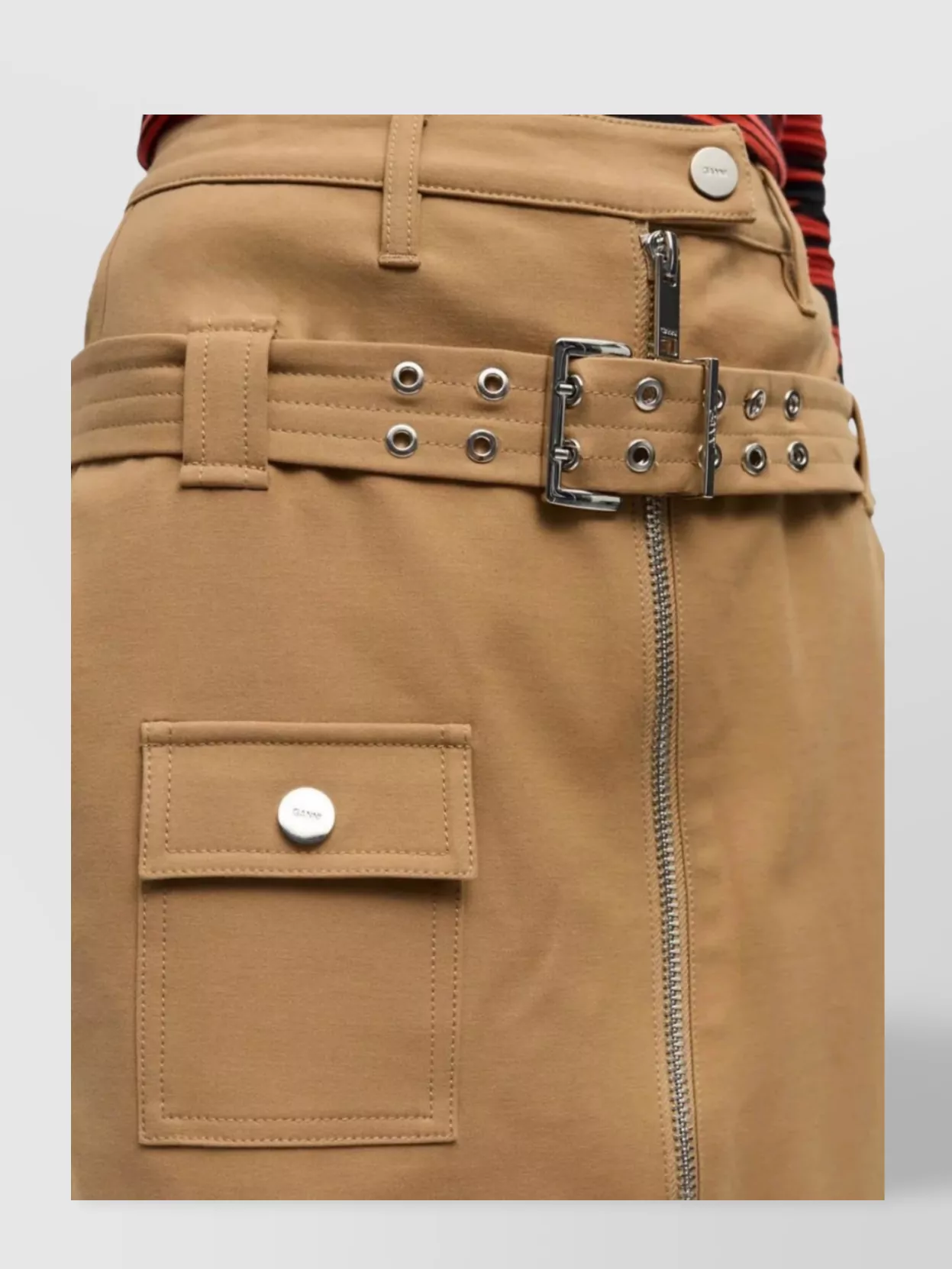 Ganni High Waist Midi Skirt And Belt