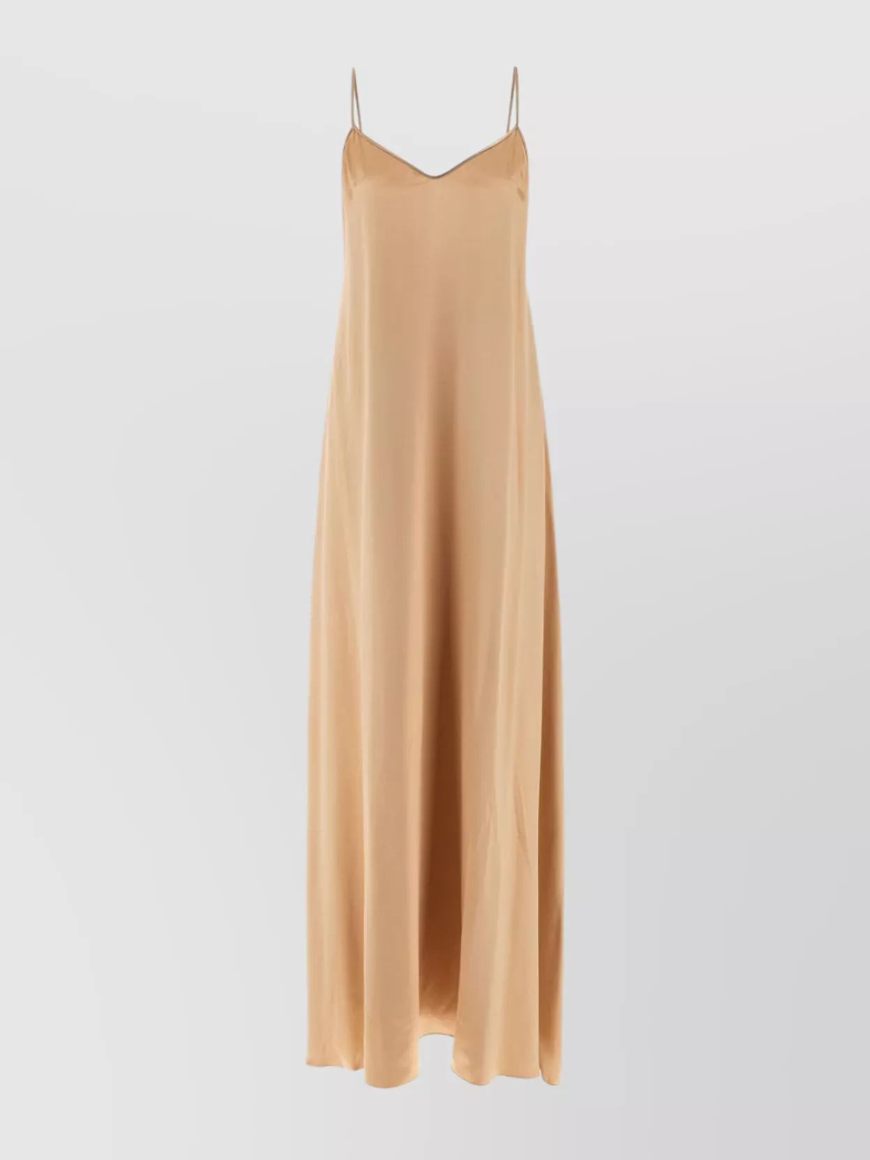 Ferragamo V-neck Flowing Floor-length Dress Straps In Brown