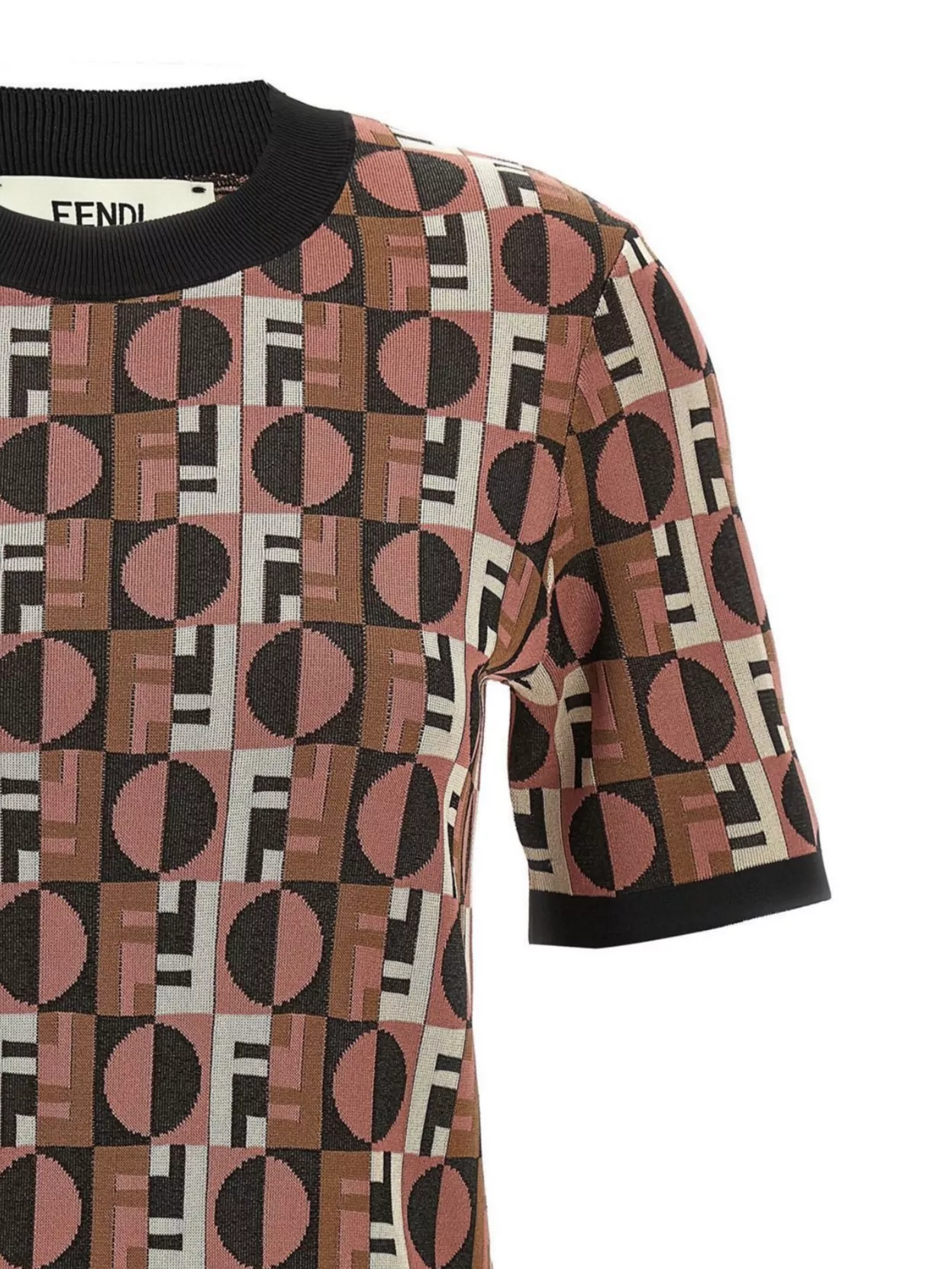 Fendi Three-dimensional Jacquard Sweater With Geometric Pattern In Brown