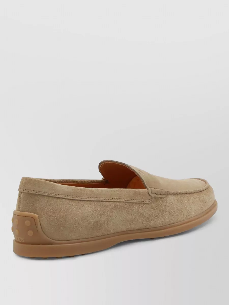 Tod's Suede Loafers With Rubber Sole And Round Toe