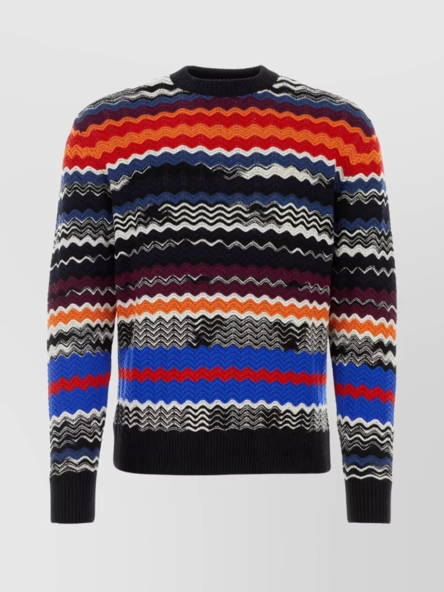 Shop Missoni Embroidered Surface Wool Blend Sweater In Multicoloured