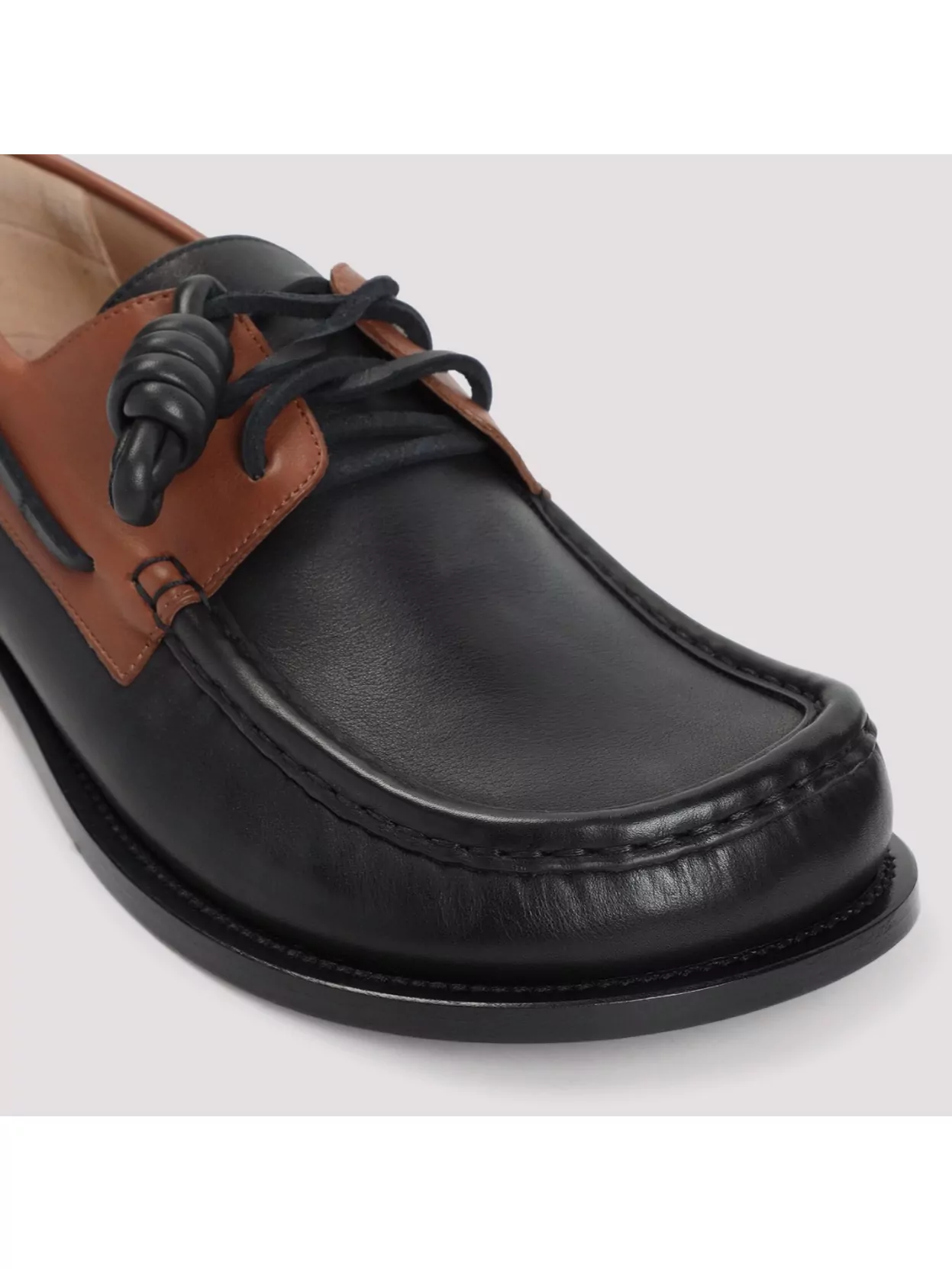 Loewe Sculpted Black Leather Shoes With Brown Accents
