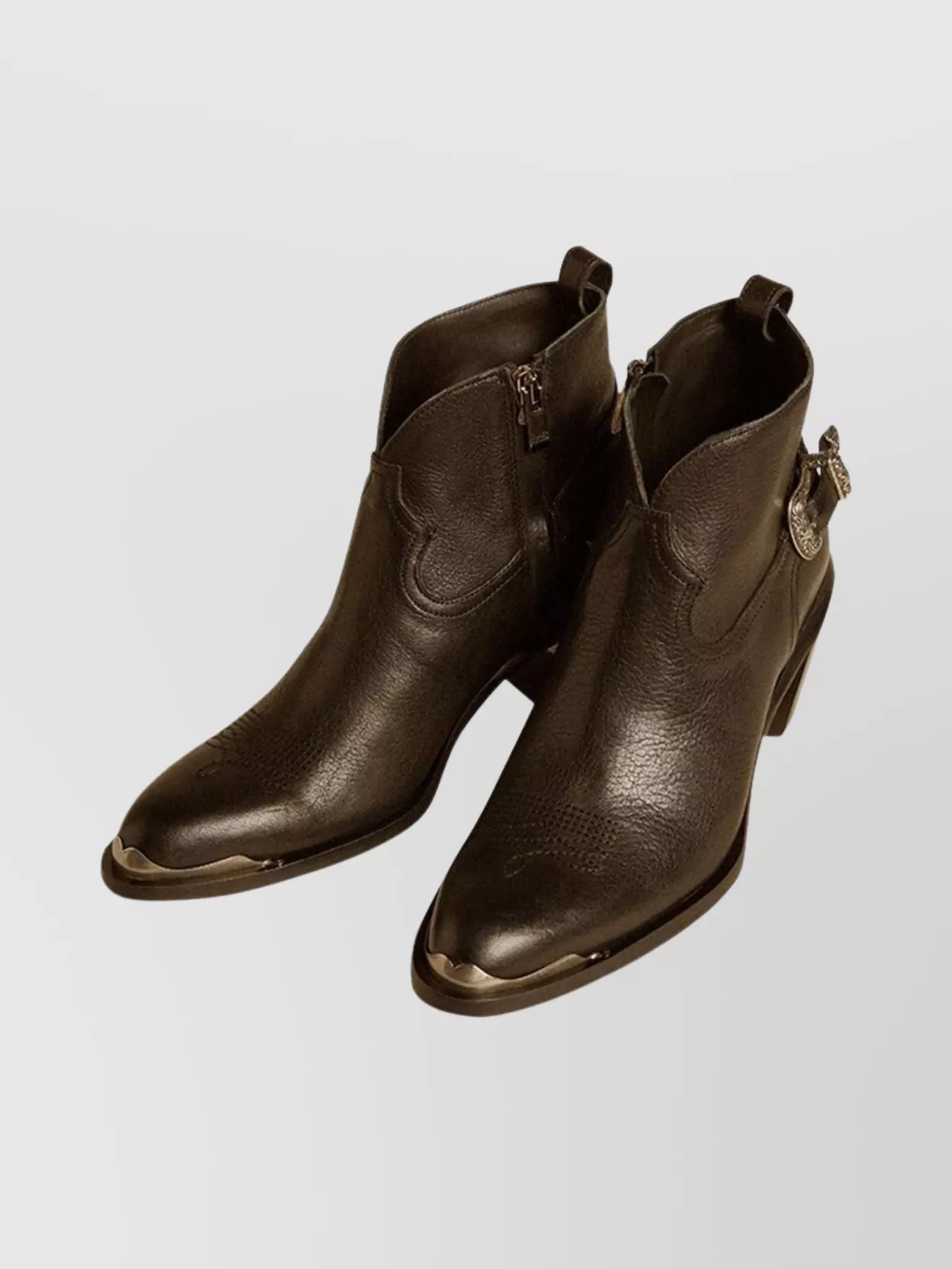 Golden Goose Textured Leather Ankle Boots With Buckle Detail