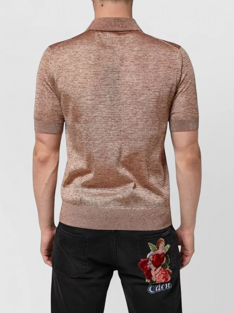 Dolce&Gabbana Silk Textured Short-Sleeve Polo Shirt