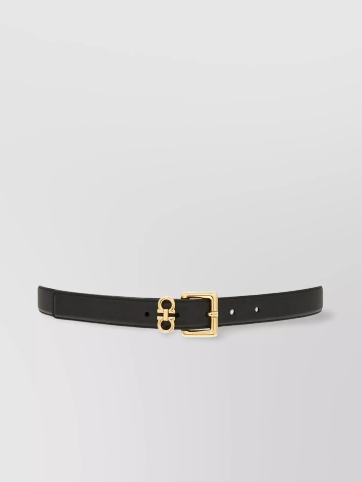 Ferragamo Smooth Leather Slim Belt Double Gancini