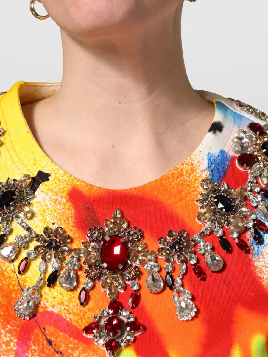 Dolce&Gabbana Cotton Crystal-Embellished Cropped Jersey Top