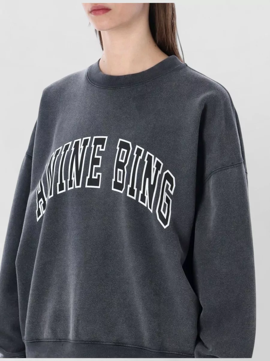 Anine Bing Logo Print Oversized Cotton Sweatshirt