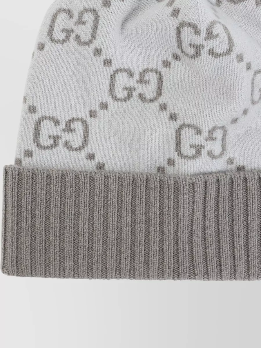 Gucci Soft Knit Beanie With Ribbed Cuff Design