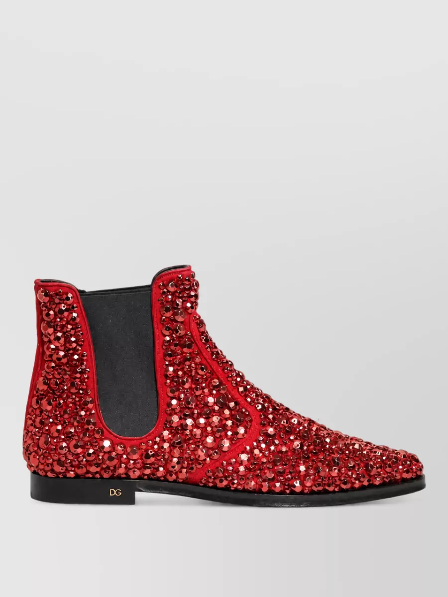 Dolce&Gabbana Leather Embellished Chelsea Boots