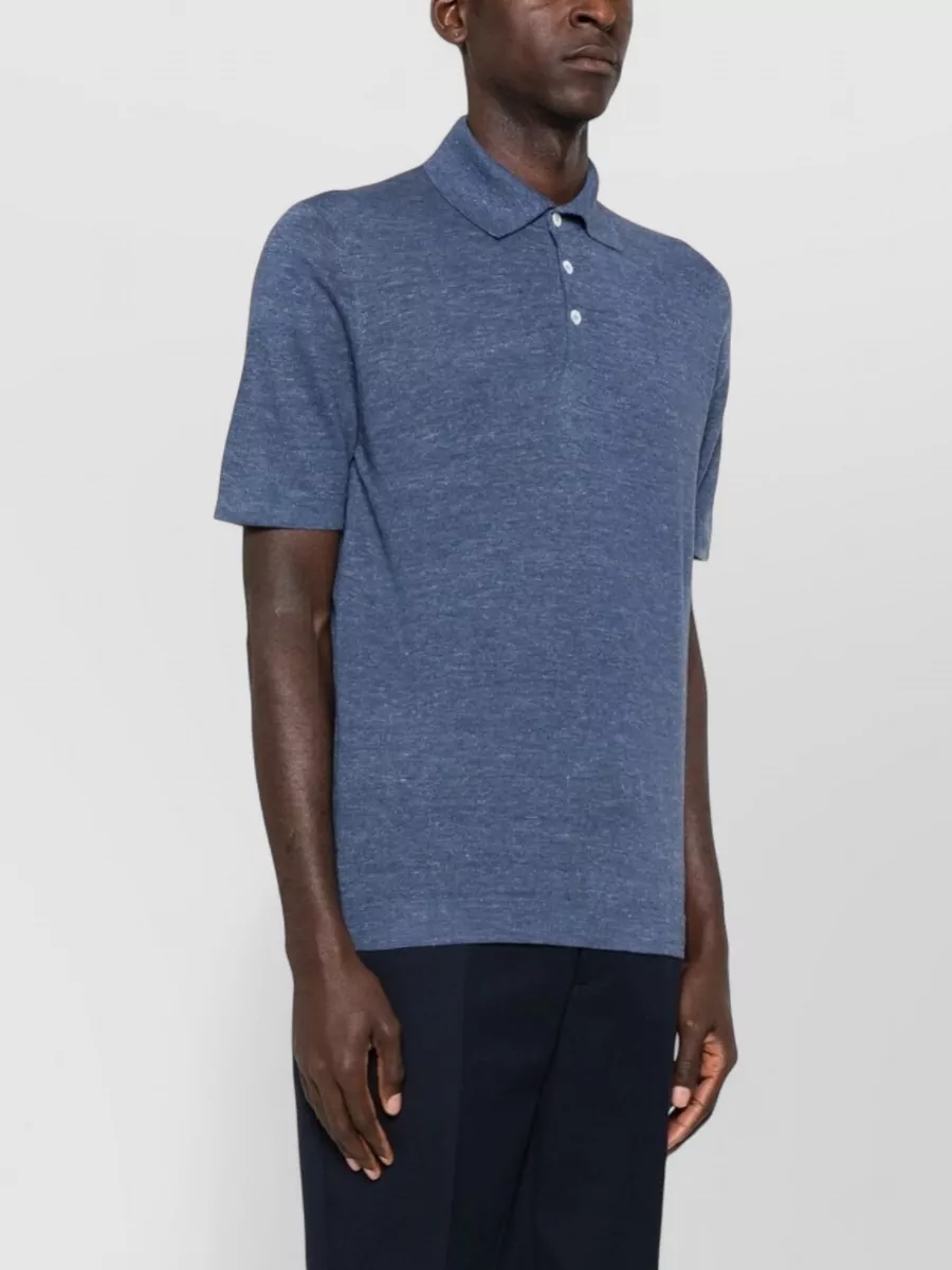 Brunello Cucinelli Cotton Linen Blend Short Sleeve Polo