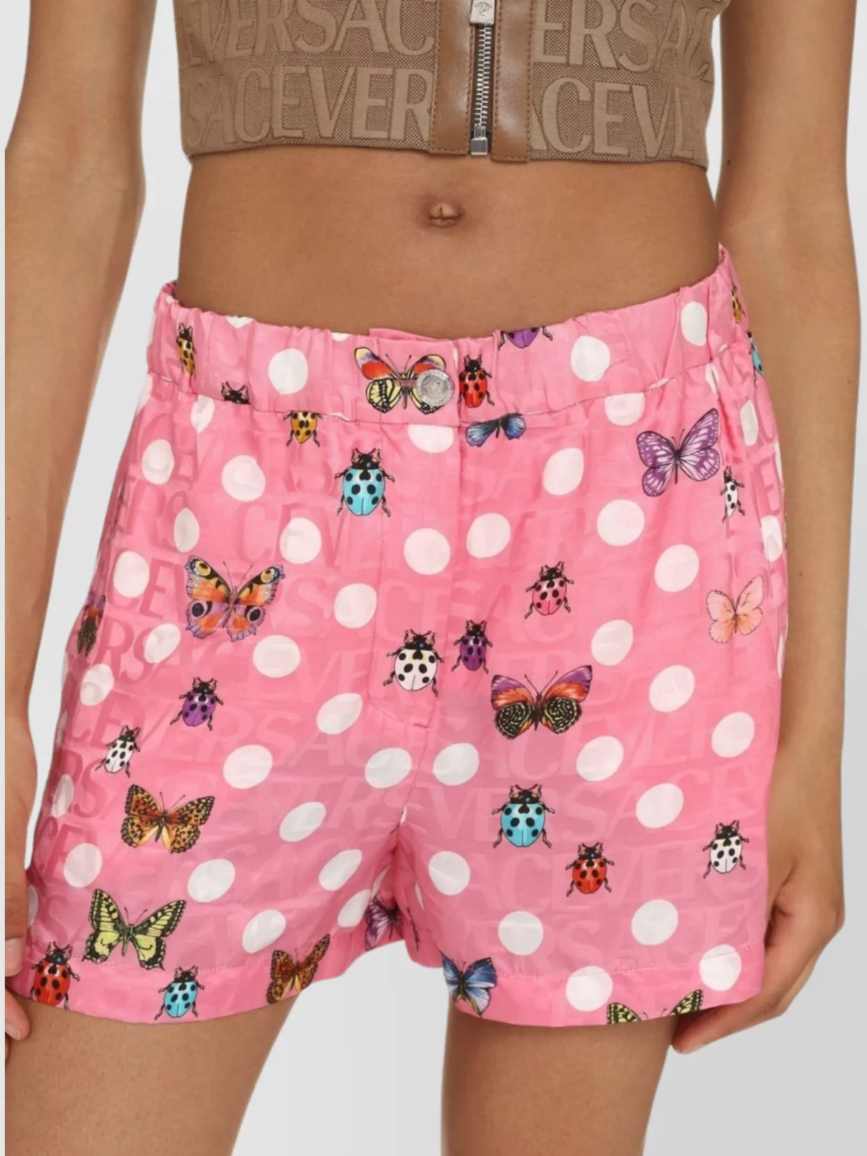 Versace Butterfly Polka Dot Elastic Waist Shorts