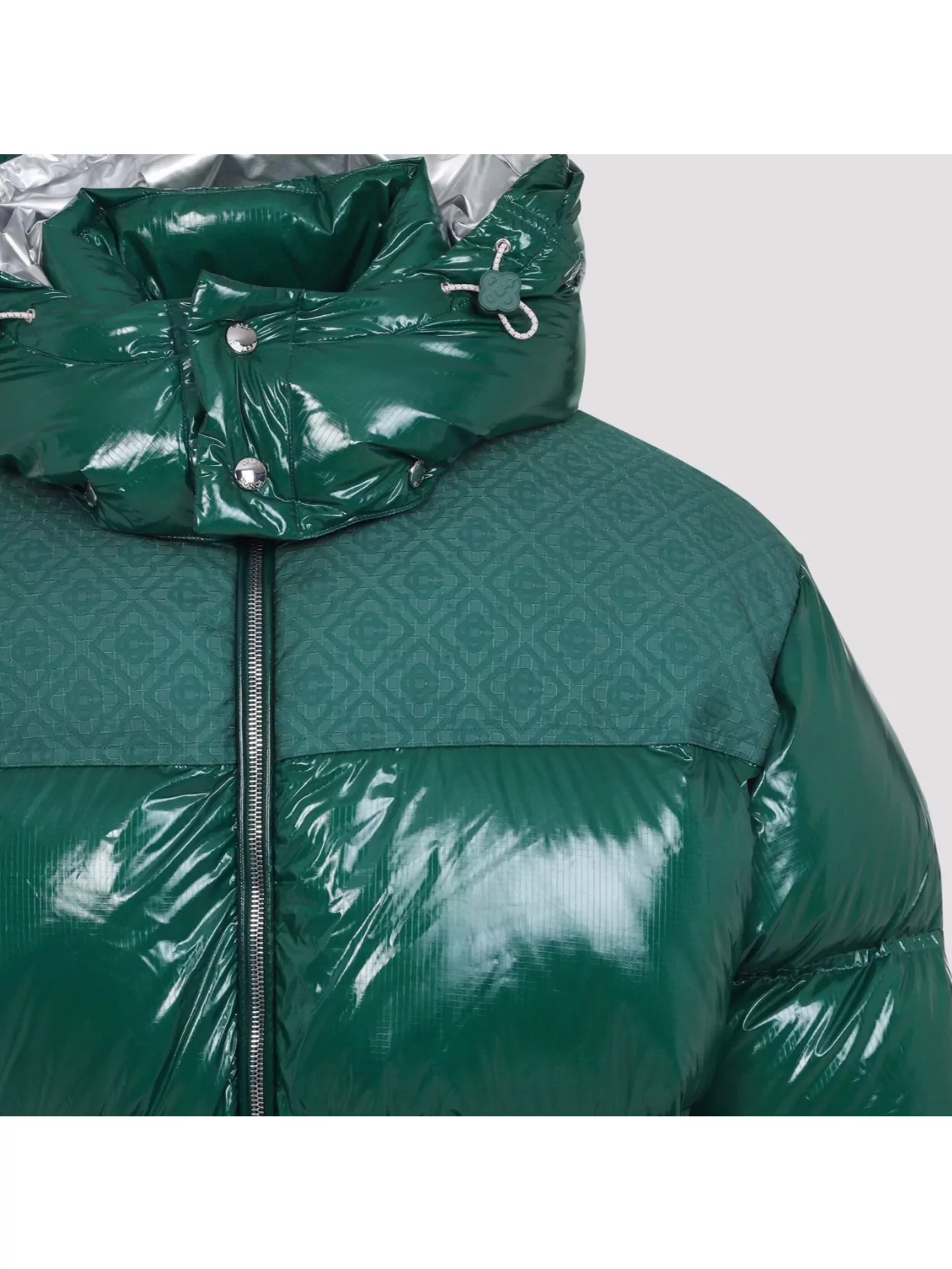 Casablanca Quilted Down-feather Jacket With Glossy Finish In Green