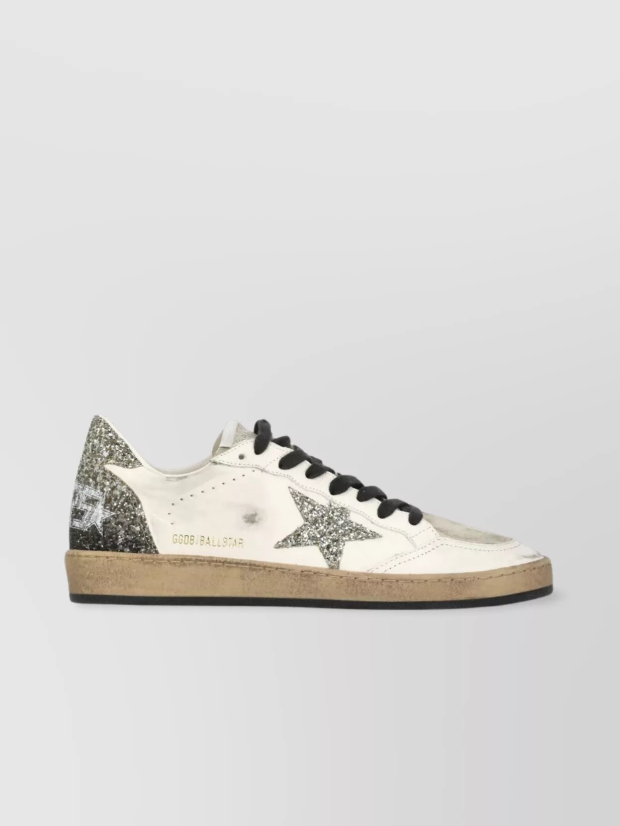 Golden Goose Low Top Leather Sneakers With Glitter Star