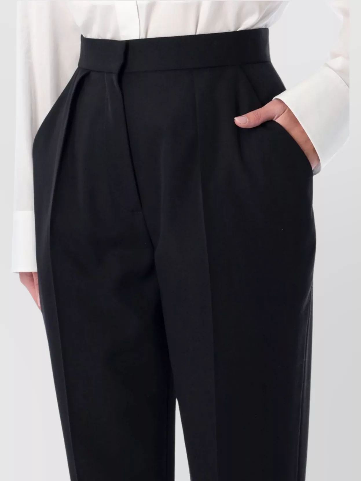 Balmain High-Waisted Structured Trousers Featuring Pleats