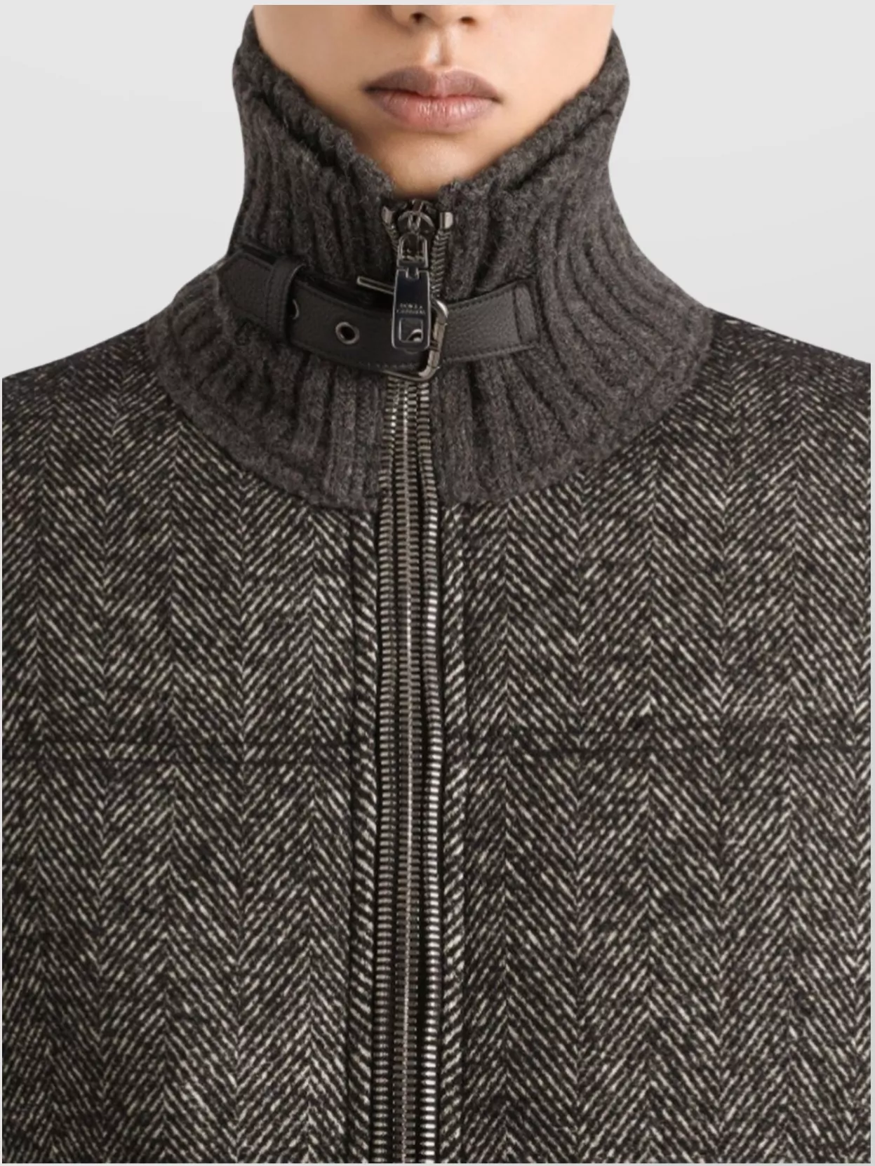 Dolce & Gabbana Herringbone-pattern Ribbed-knit Bomber Jacket In Black