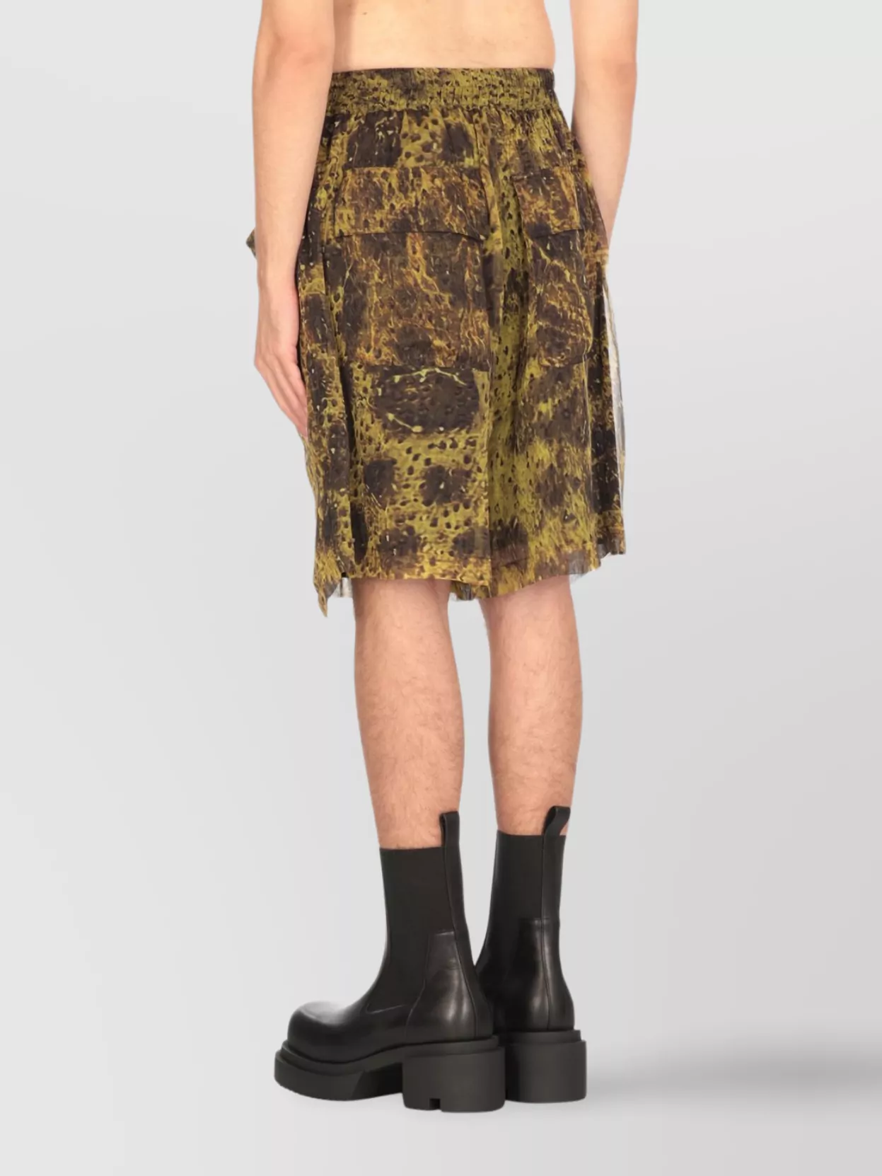 Rick Owens Bermuda Silk Shorts With Rear And Side Pockets In Green