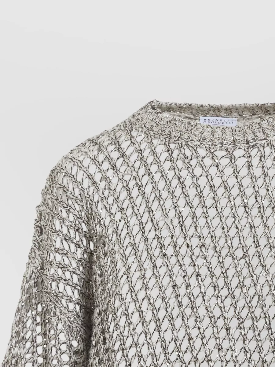 Brunello Cucinelli Open-Knit Sequin Sweater
