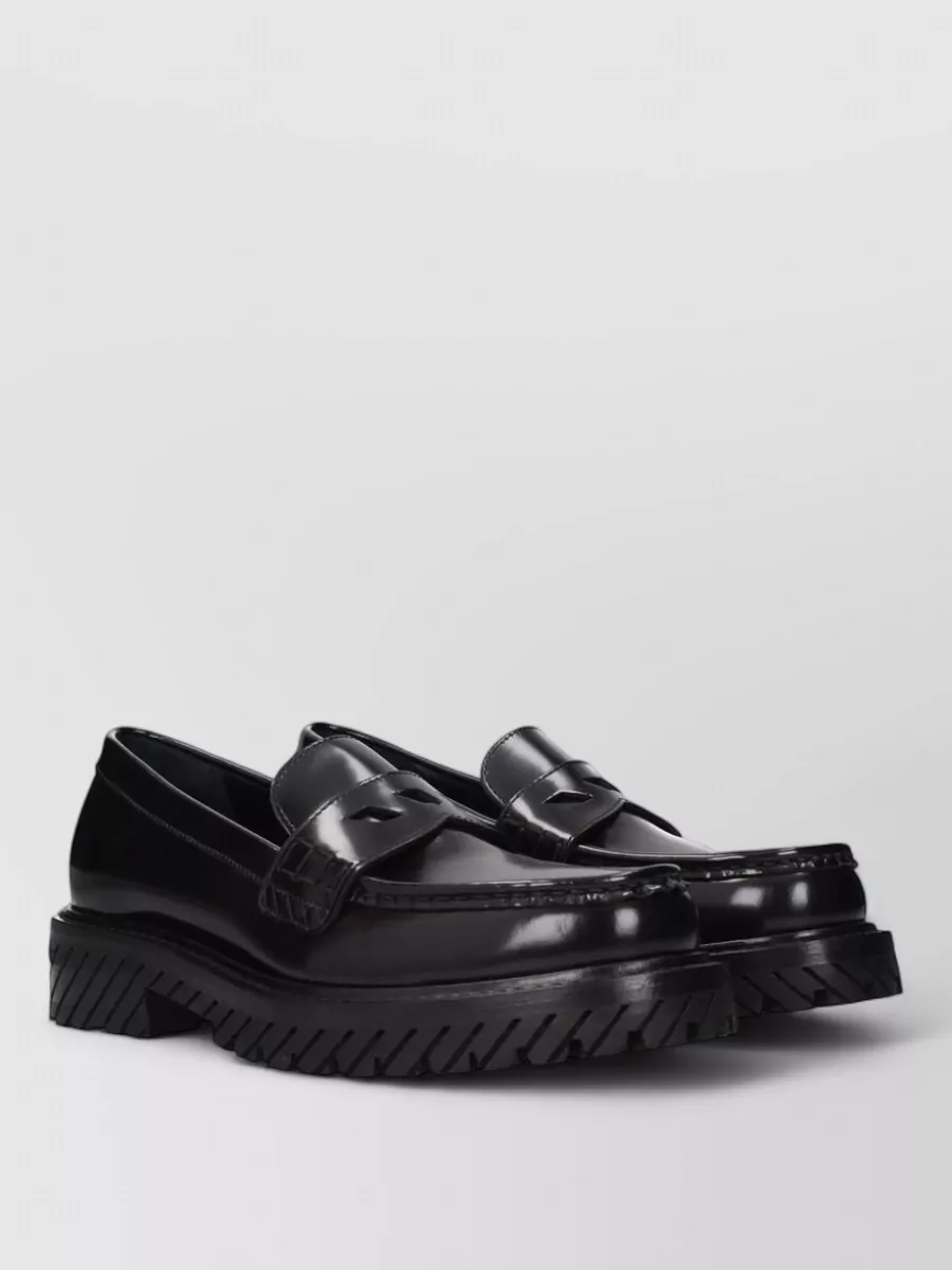 Off-White leather slip-on loafers
