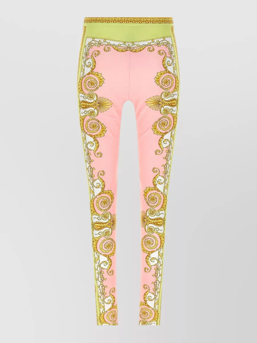 Versace Barocco Stretch Leggings Slim Cut Waistband