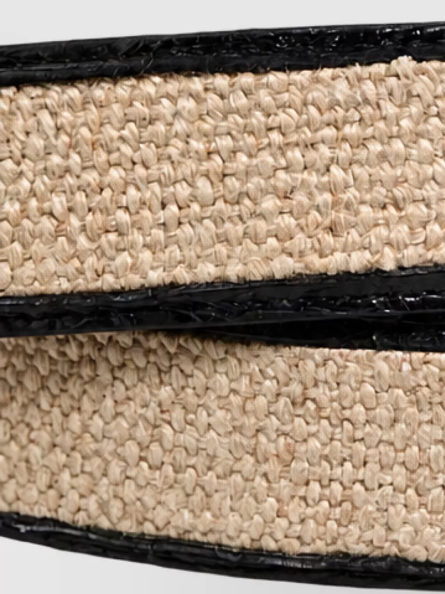 Dolce&Gabbana Linen Caiman Leather Woven Belt