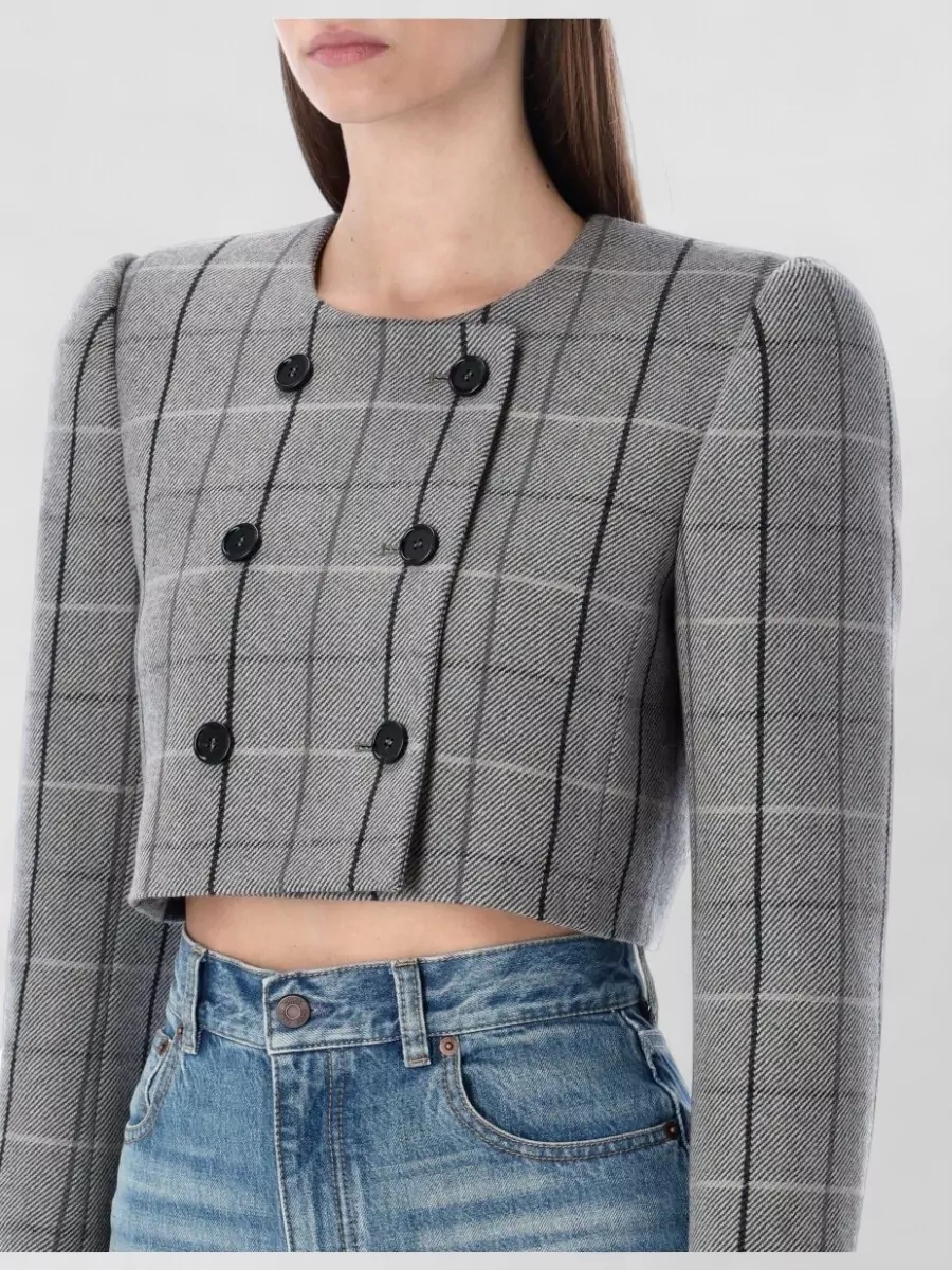 Chloé Cropped Jacket Check Tailored Shoulders Design