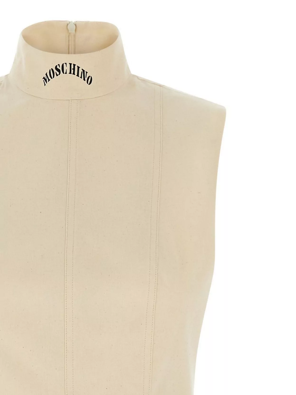 Moschino Structured Sleeveless Dress Belted At Waist