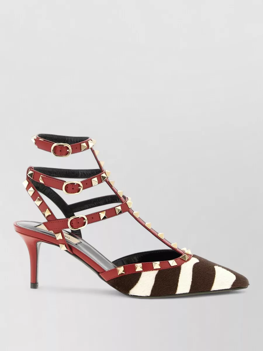 Valentino Garavani Leather Animal-Print Rockstud Pumps