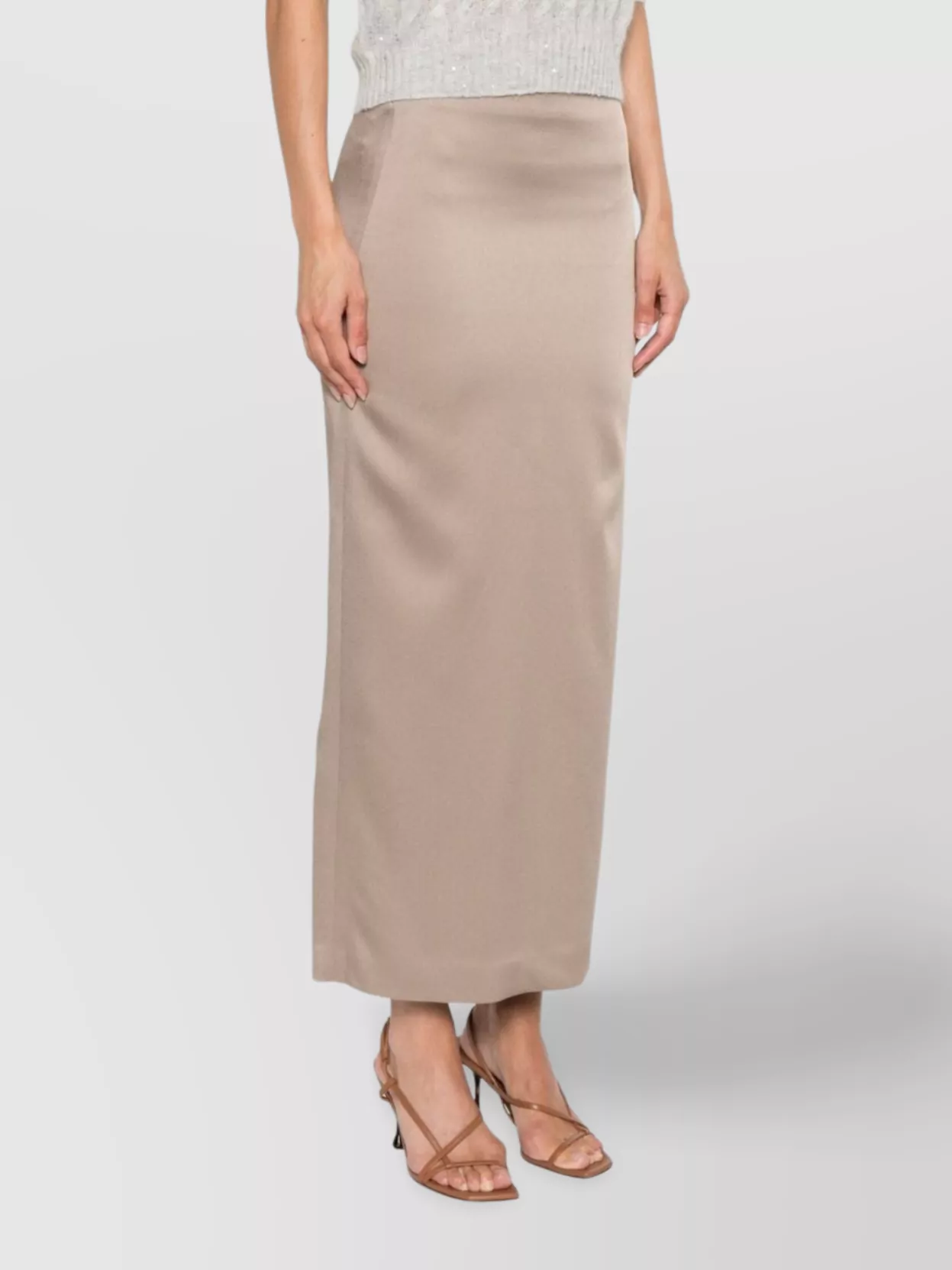 スカート BRUNELLO CUCINELLI SS25 Slit skirt (MH126G3396 C3095) Brunello Cucinelli - White Slit Maxi Skirt | Mitchell Stores